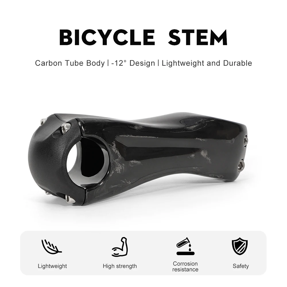 TOSEEK Carbon Stem12Degree Mountain Bike Stem 31.8mm Bicycle Handlebar Stems 70/80/90/100/110/120/130mm Black Gloss Bicycle Part