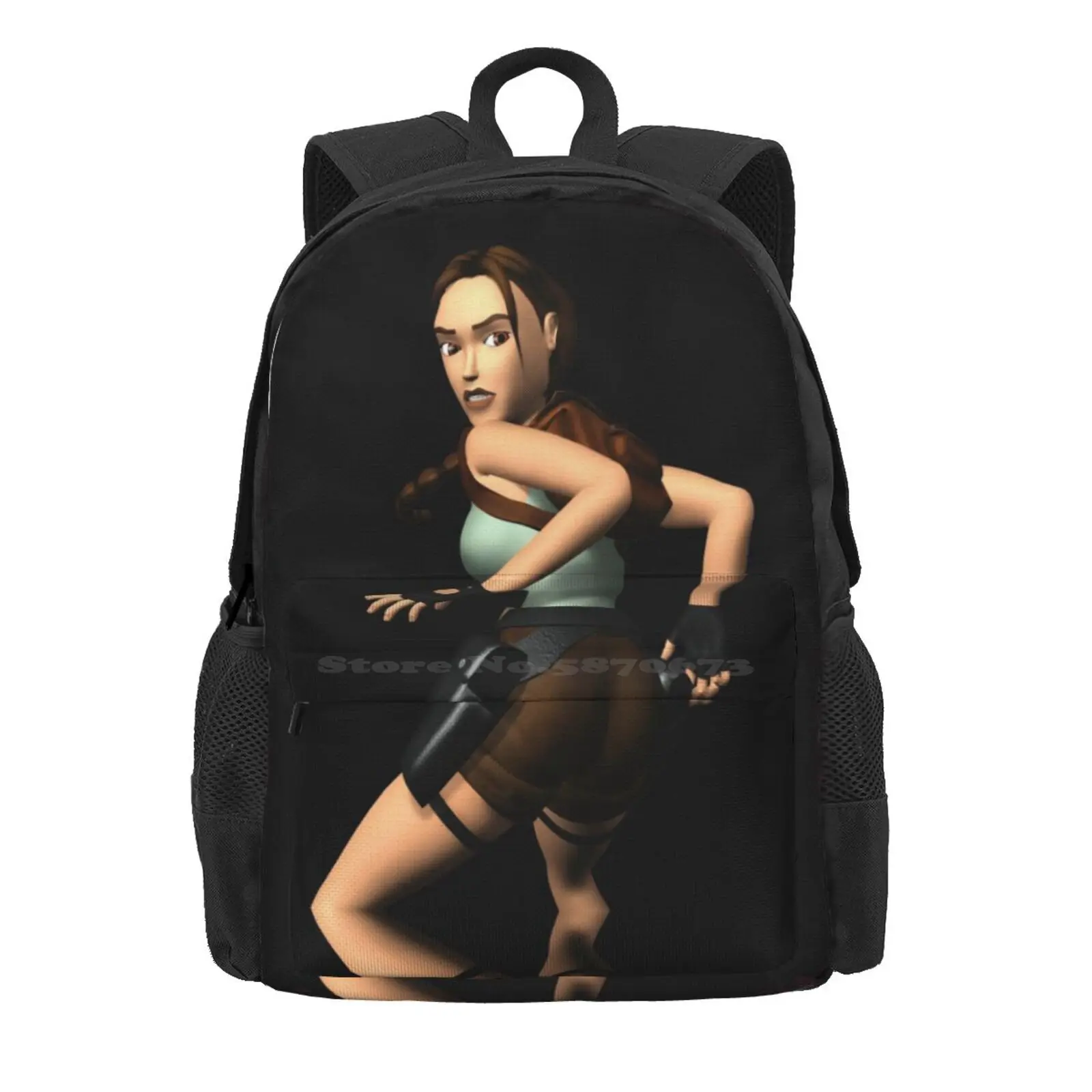 Tomb Raider 4-Sac à Dos Cartable pour Femme, Sacs à la Mode, Lara Croft Retro Games 90S Gaming Heroine Bathing, Vente Chaude