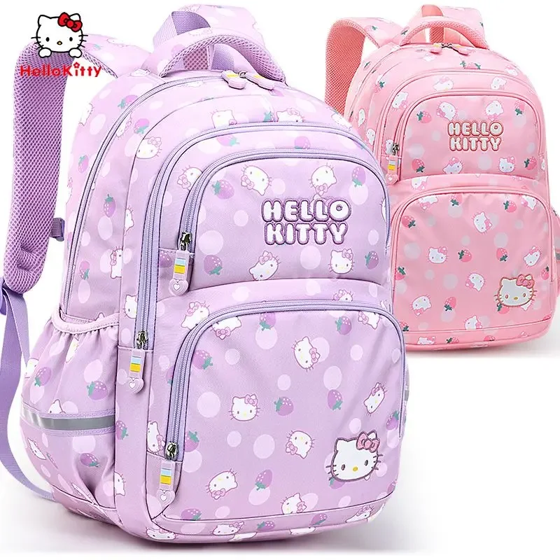 Sanrio Kuromi Mochilas para Crianças, Proteção Coluna, Redução de Sobrecarga, Estudante Primário, Mochila Feminina