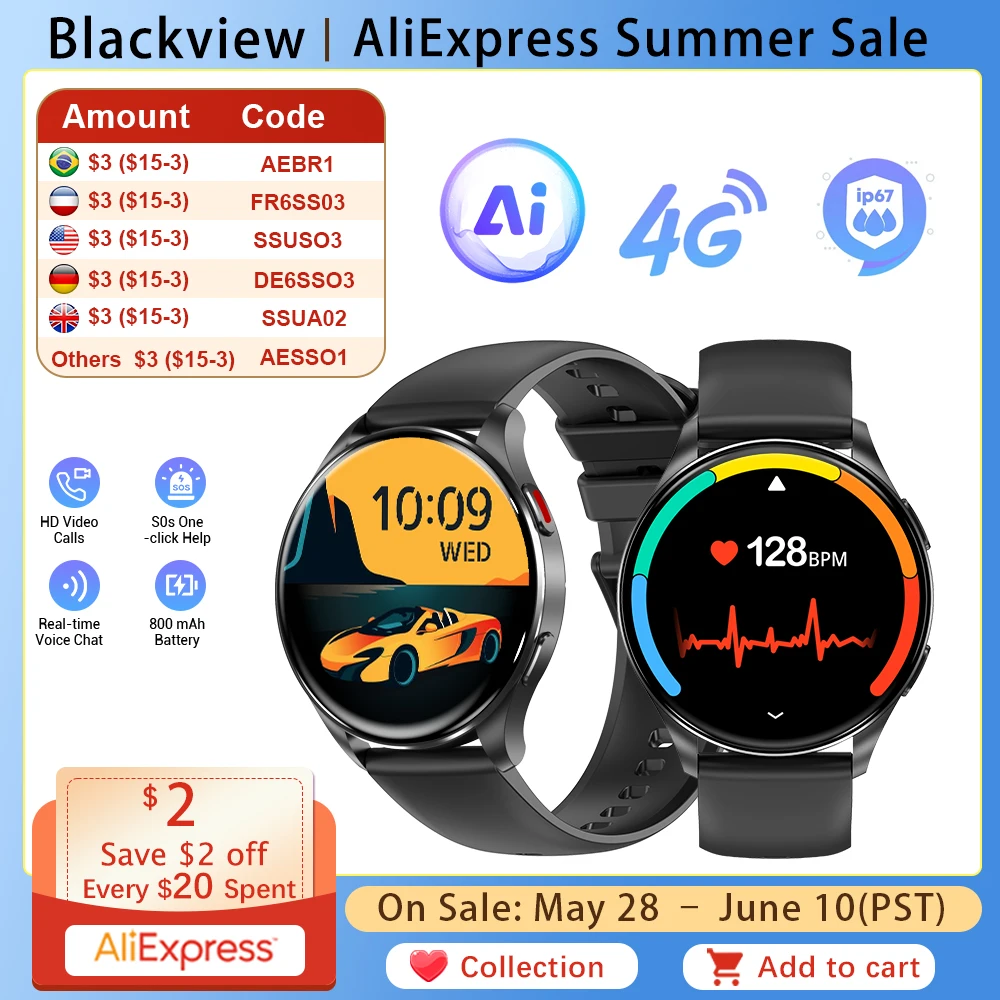 Blackview X20 Smart Watch 1.43" HD AMOLED Screen Bluetooth Heart Rate Blood Oxygen Waterproof Fitness Tracker Gift for Men Women