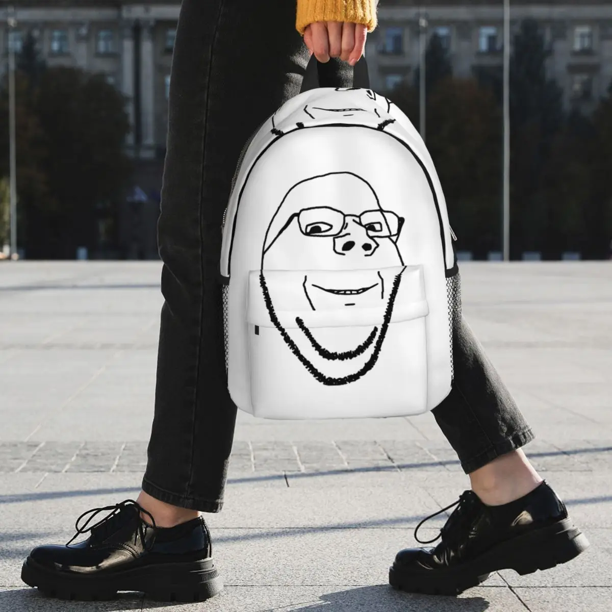 Smiling Wholesome Wojak Soyjak Backpack Student BookBag Boys Girls School Bag Computer Shoulder Bags
