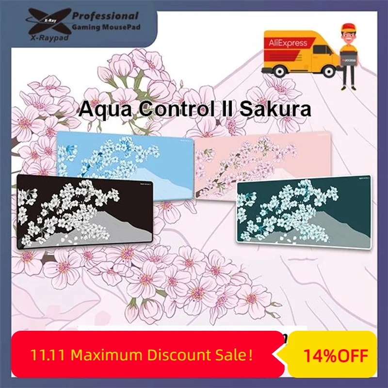 500x500x4mm Xraypad Aqua Control 2 Sakura FPS Valorant Gaming Mouse Pads Sakura Japanese Cherry Blossom deskmat