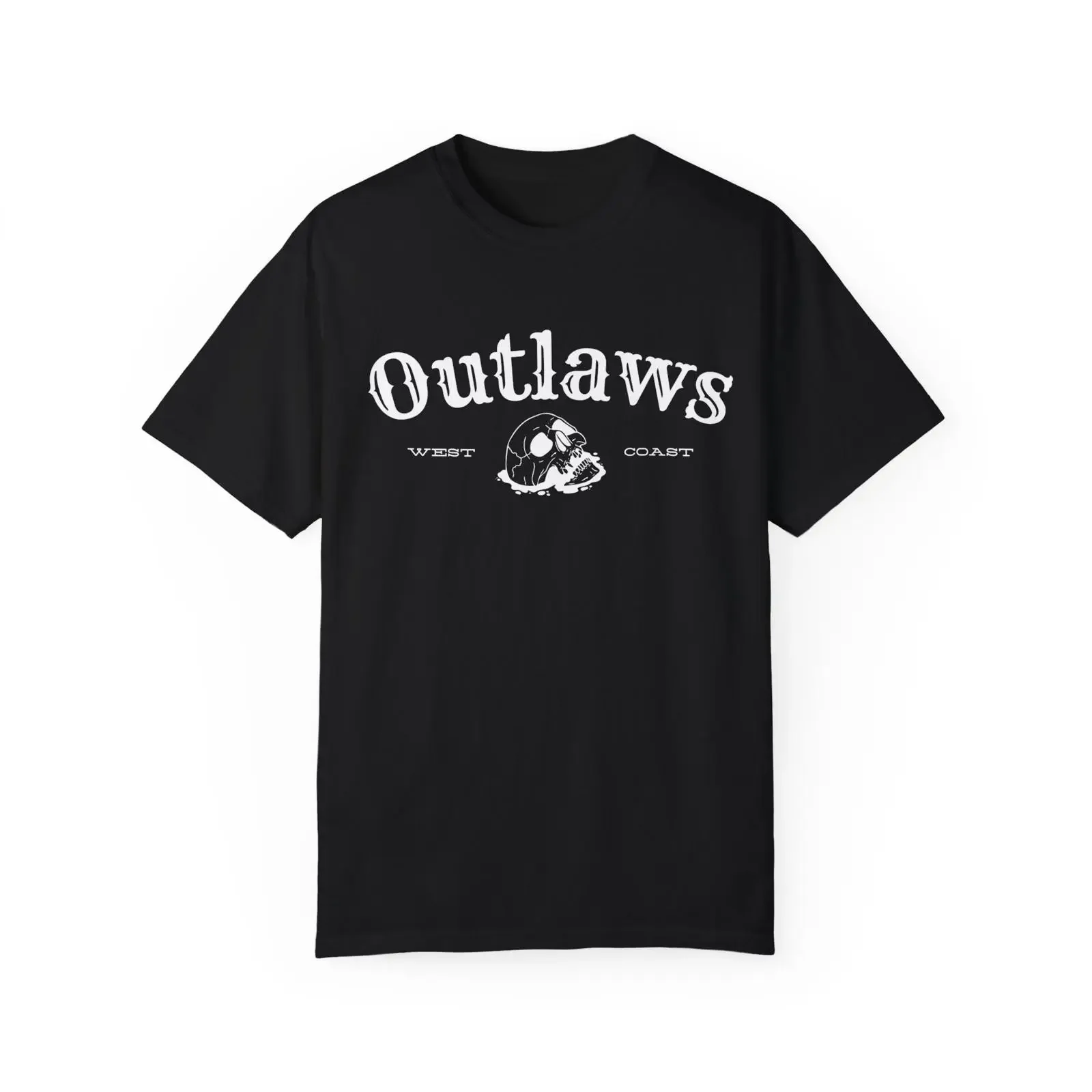 Cracked Skull West Coast Outlaws T Shirt vintage Washed Casual Stretched Unisex fashion Soft Versatile Stylish designer clothes