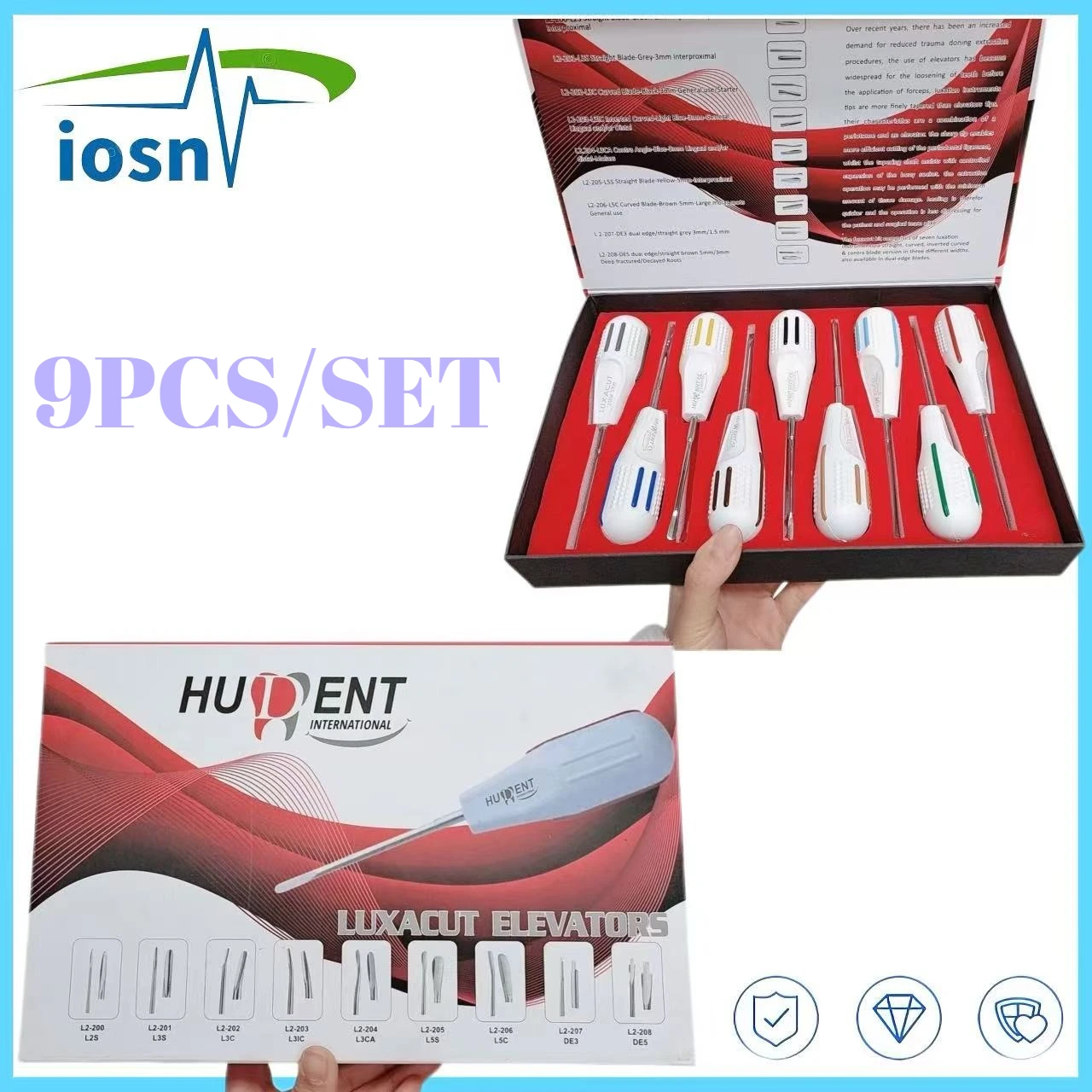 

9PCS/Set Dental Stainless Steel Elevator Surgery Extracting Apical Root Elevator Dentistry Surgical Instrument