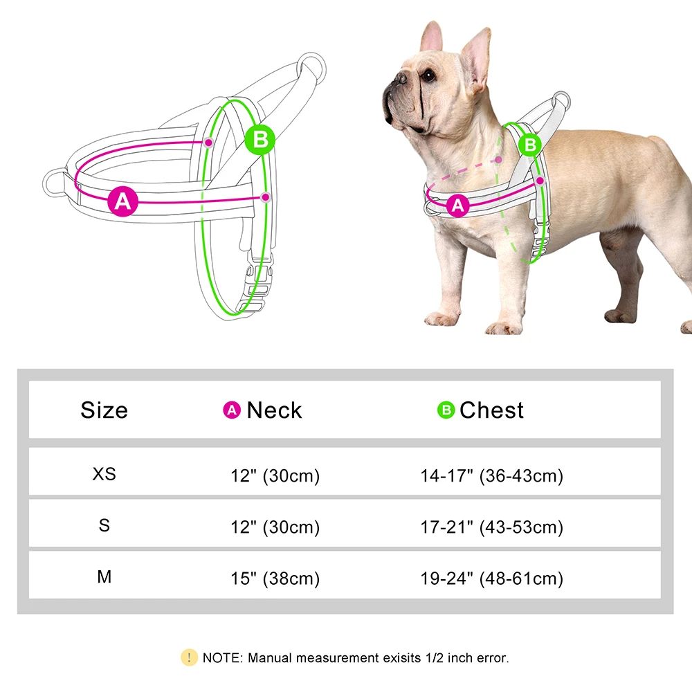 Weiches, nicht ziehendes Geschirr für kleine und mittelgroße Hunde, Nylon, Pitbull-Hunde-Welpengeschirr, gepolsterte Haustierweste, verstellbar für kleine Hunde, Chihuahua, Mops – Detail 3