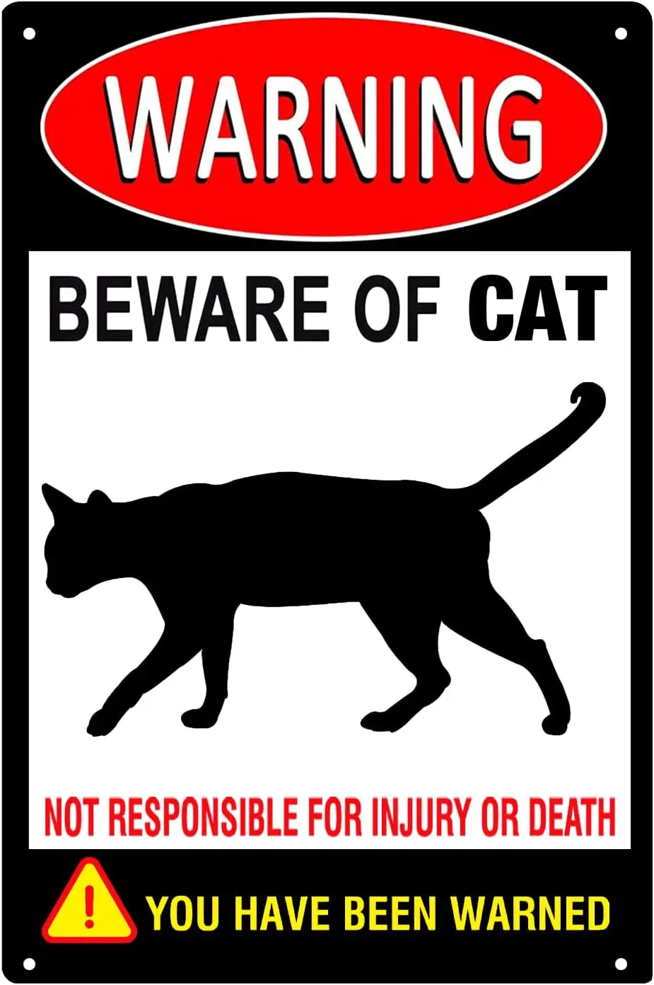 Aluminum Warning Signs Beware of Cat Signs cat Tag Warning Signs Fence Gate Outdoor Decoration 8x12 inches