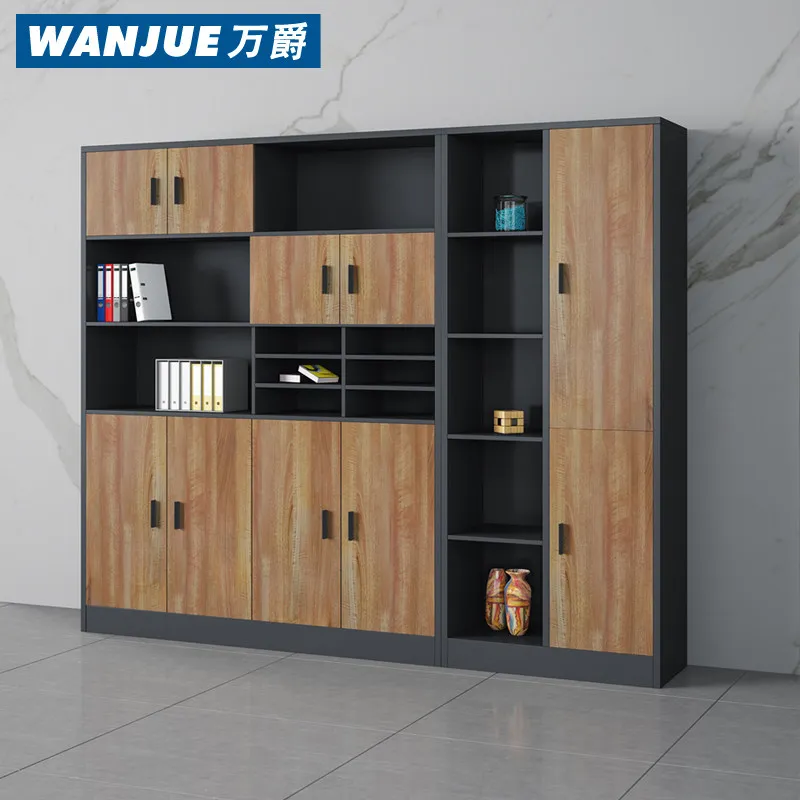 YJQ office bookcase simple modern data file cabinet background office furniture wooden high cabinet against the wall