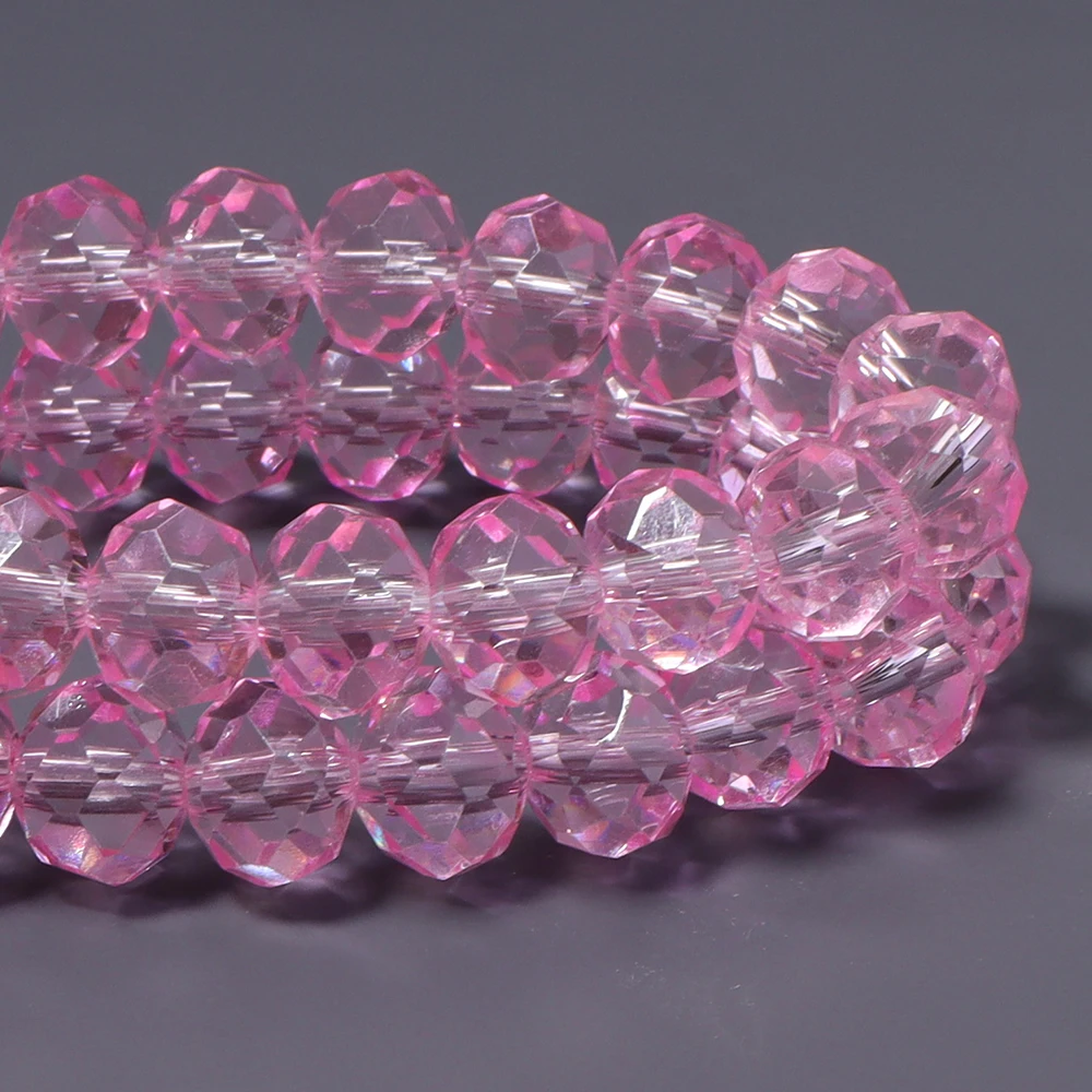 Faceted AB Clear Pink Glass Crystal Rondelle Beads Loose Beads For Jewelry Making DIY Bracelets Necklace Making 4/6/8mm