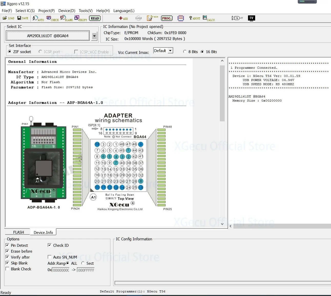 Newest V2.0 BGA64 2 in 1 adapter kit only for XGecu T56 programmer with test Probe Holder, XG-ADP-BGA64A  XG-ADP-BGA64P2