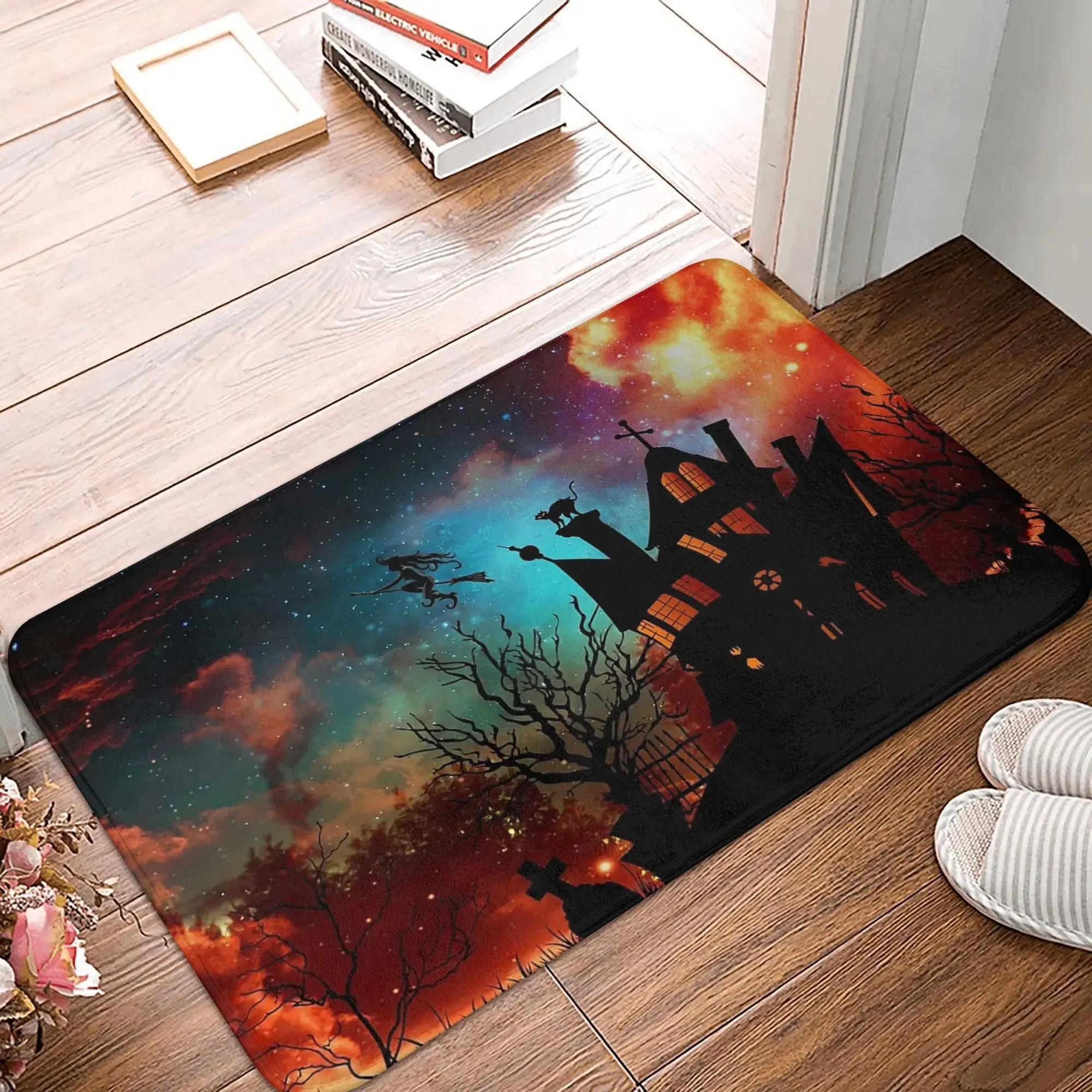 Halloween witches Non-slip Doormat Floor Mat Sand Scraping Carpet Rug for Kitchen Entrance Home Balcony Footpad Mats