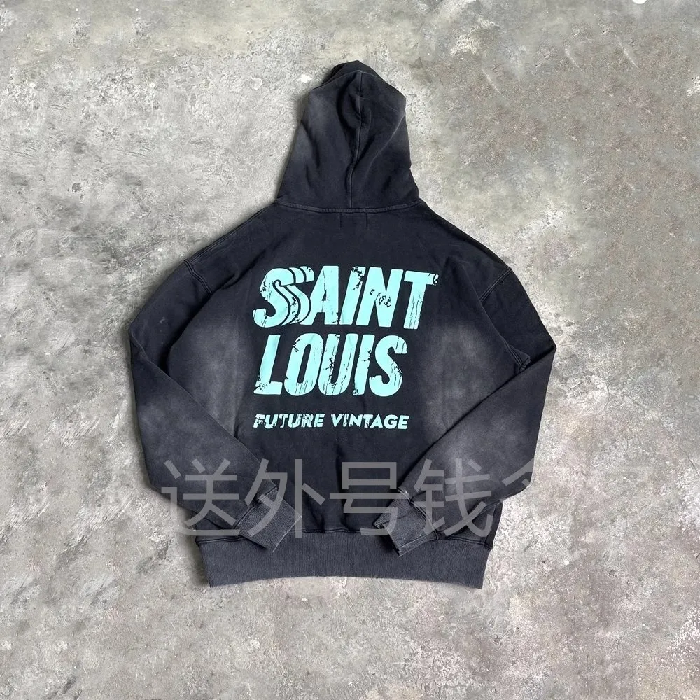 Splashing Ink Washed Do Old SSSAINT LOUIS Hoodie Men Women Casual Loose Long Sleeve Sweatshirts Cotton Winter Autumn Pullovers