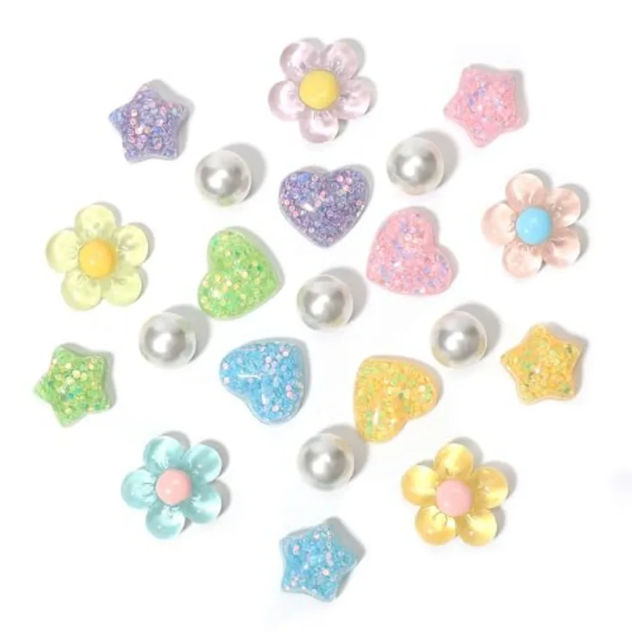 

CIKKITZ 21Pcs Flower Shoe Charms for Clog Sandals, Heart, Star, Pearl Charms Accessories for Girls, DIY Shoe Decoration Charms