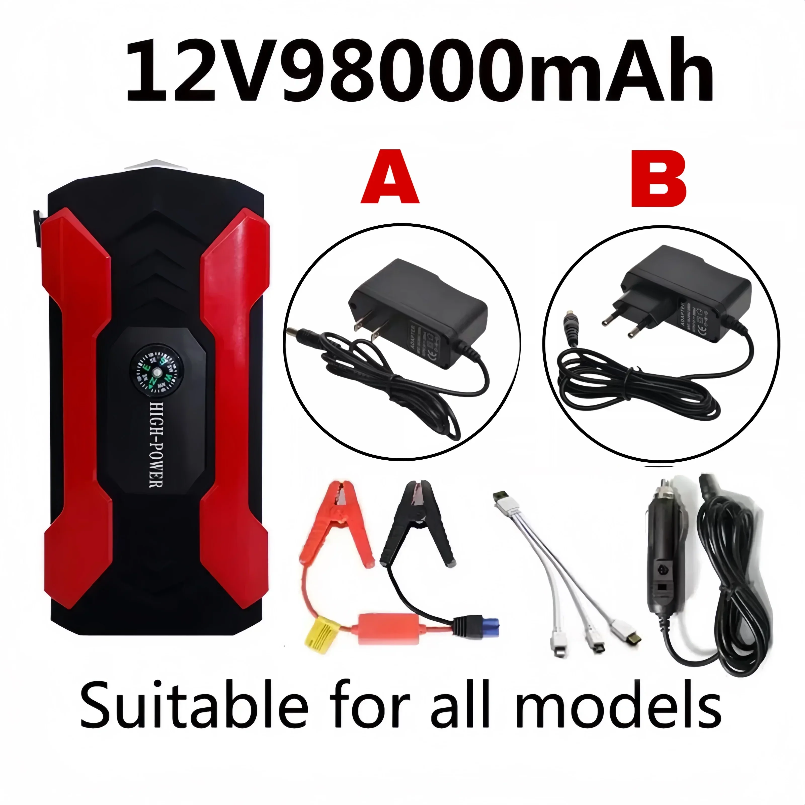 12V98000mAh Car Jump Starter Starting Device Battery Power Bank Jumpstarter Auto Buster Emergency Booster Car Charger Jump Start