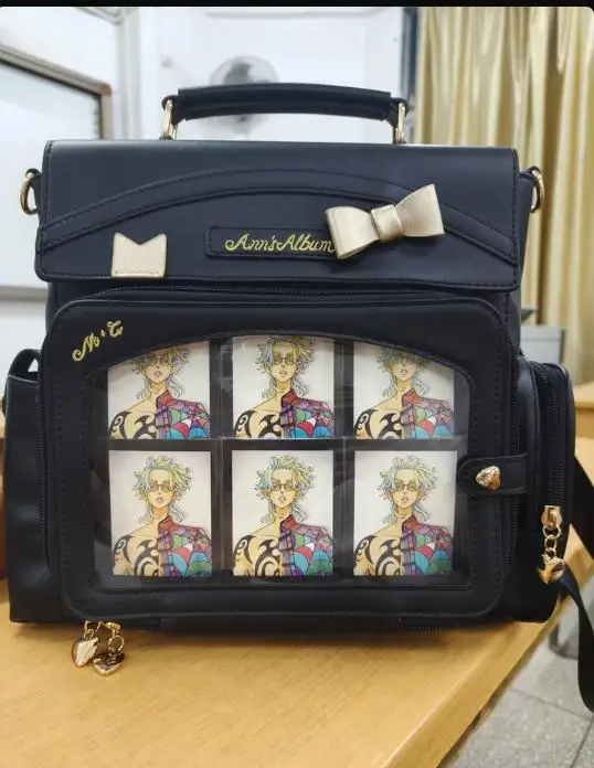 Japanese Original Lolita Bow Mochilas Mujer Cute Retro Mochilas Square Ita Bag Transparent Bolsas Multi-function Jk Backpack