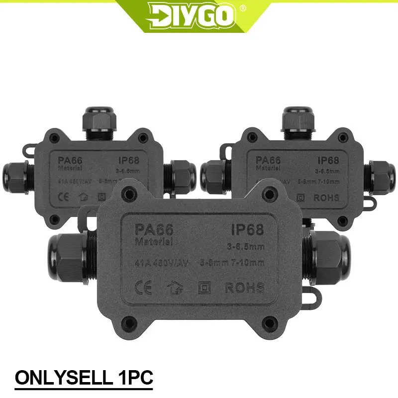 DIY GO IP68 Waterproof Junction Box, LED Outdoor Junction Box, Rain Proof Junction Box, 2/3/4 Way Electrical Box with Terminals