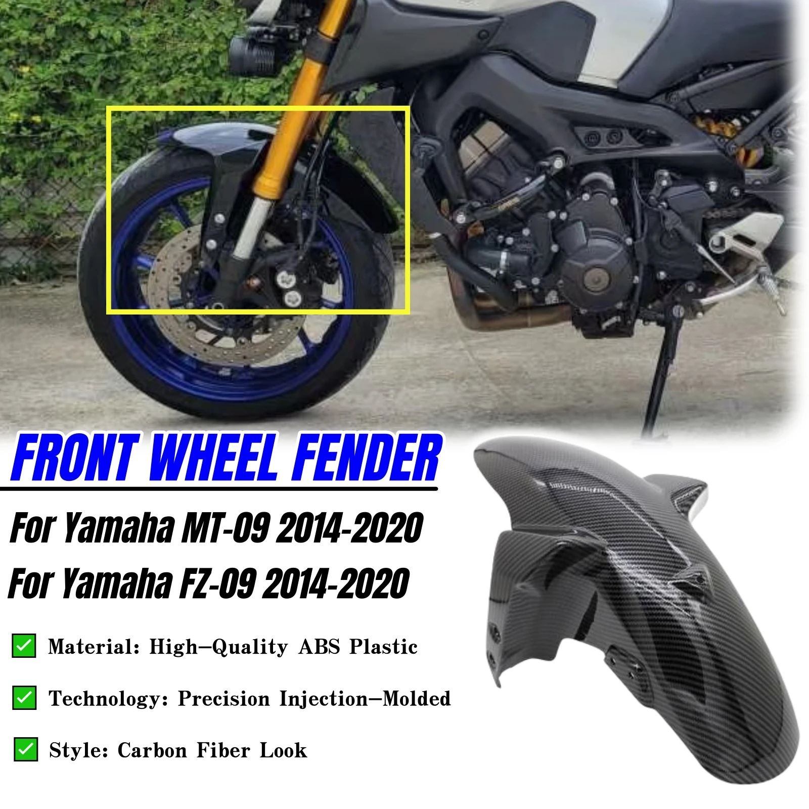 

For Yamaha MT-09 MT09 FZ-09 FZ09 2014 2015 2016 2017 2018-2020 Motorcycle Front Wheel Fender Mudguard ABS Fairing Accessories
