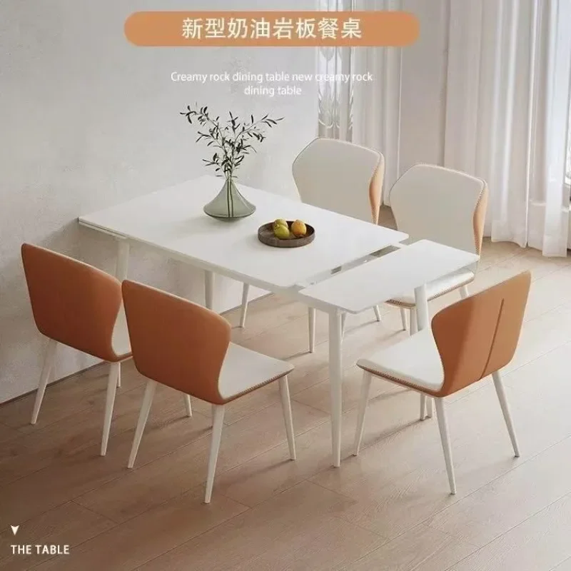 Cream wind rock slab dining table retractable folding  light luxury simple household small apartment multi-functional stretching