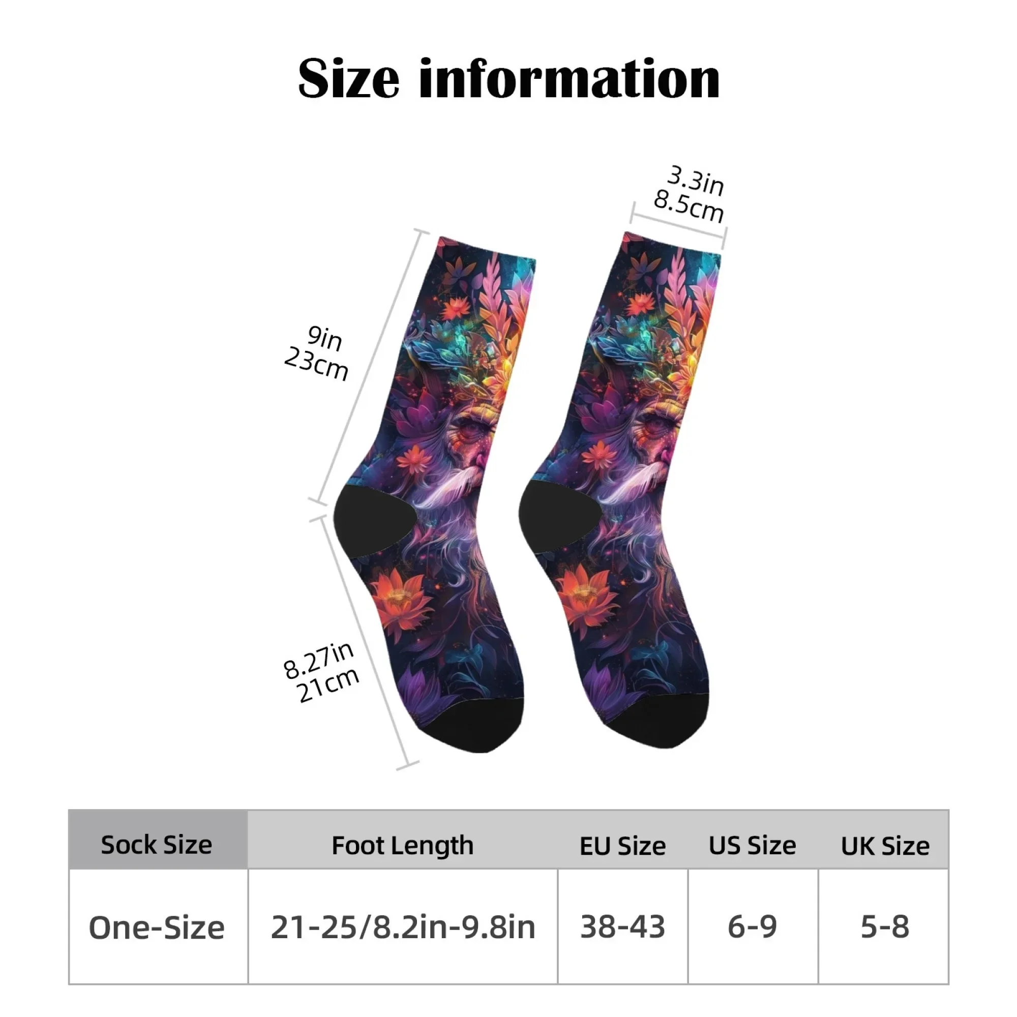 ถุงเท้าผู้ชายลายเทพปกรณัมป่าสไตล์ไซเคเดลิก แฟชั่นลำลอง สนุกสนาน ถุงเท้ากีฬา สไตล์ฮาราจูกุ ย้อนยุค นุ่ม ระบายอากาศได้ดี ใส่กลางแจ้ง กันลื่น