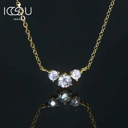 IOGOU 진짜 925 실버 3 스톤 펜던트 목걸이, D 컬러 VVS1 풀 모이사나이트 목걸이, 여성용 쥬얼리 초커 칼라