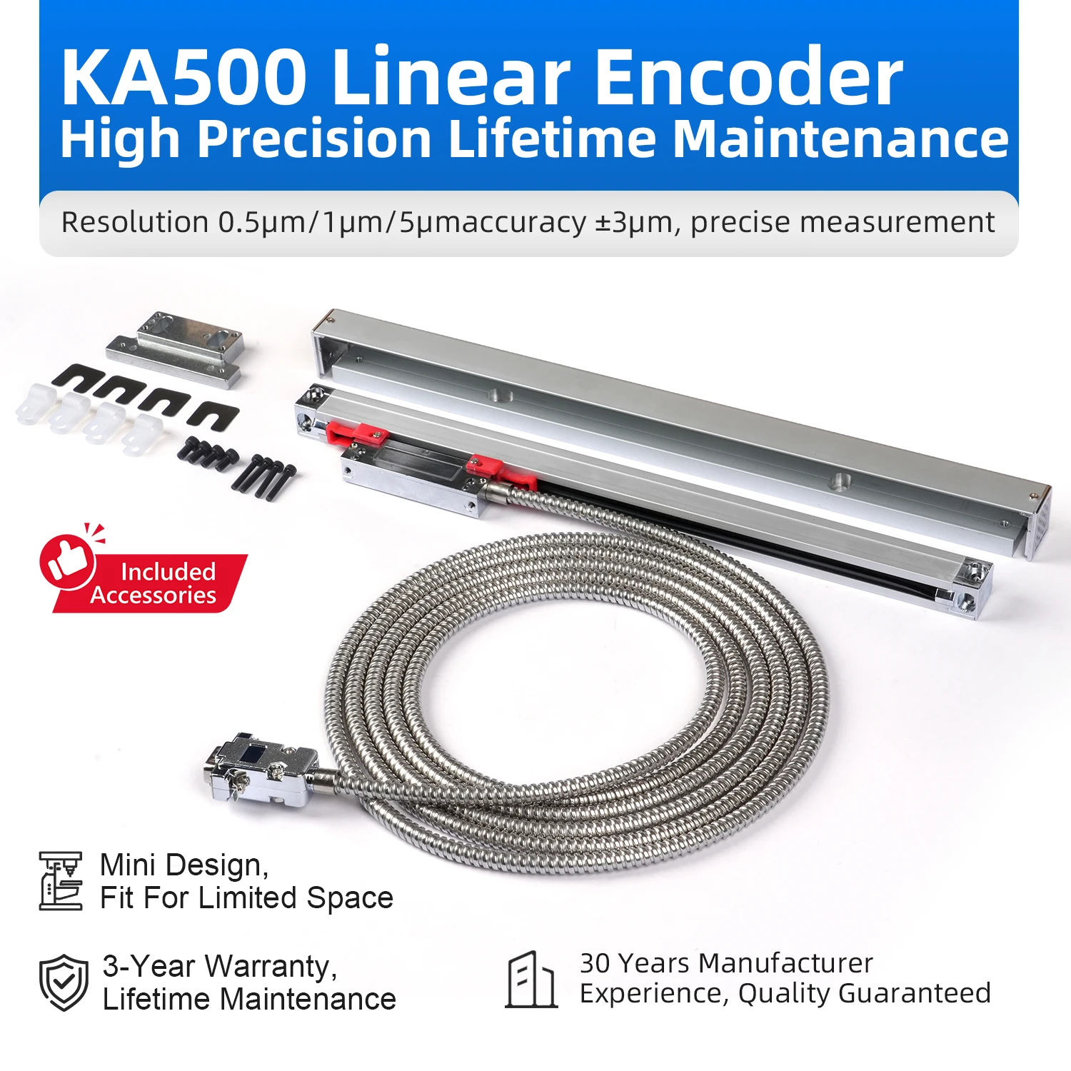 KA-500 18*20mm Échelle linéaire DRO mince KA500 70 120 170 220 420 370 520 570 720 620-770mm 0.001mm TTL Encodeur optique fin