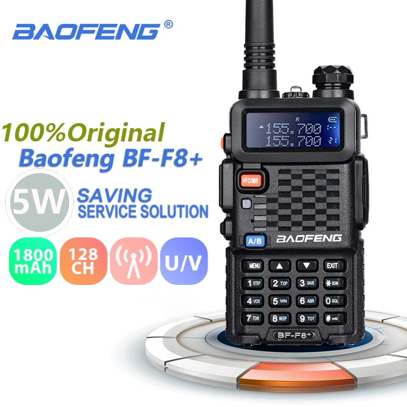 100% Original Baofeng F8+ Upgrade Walkie Talkie Police Two Way Radio Pofung Dual Band Outdoor Long Range VHF UHF Ham Transceiver