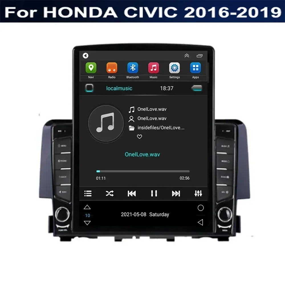 9.7" Android 13 For HONDA CIVIC 2016 2017 2018 2019-2035 Tesla Type Car Radio Multimedia Video Player Navigation GPS RDS no dvd