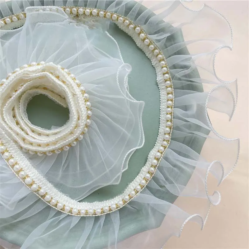 

20Yards Tulle Wedding Fabric Ribbon Frills Needlework Beaded Fringe Lace Ruffle Trim Wedding Dress Sewing DIY Craft