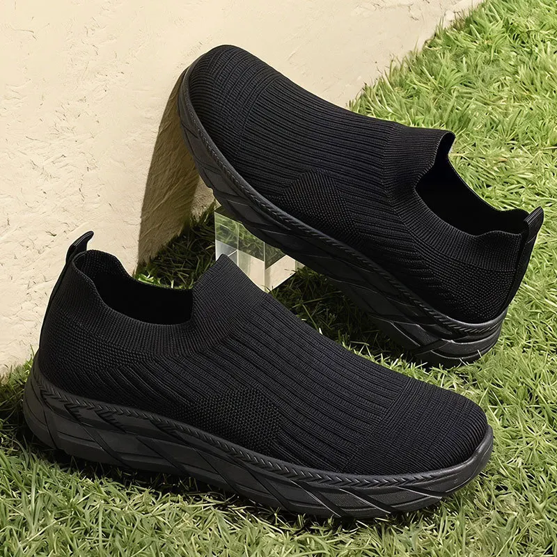 Men's Slip On Walking Sneakers, Breathable Mesh Knit Casual Shoes, Lightweight Non-slip Thick Sole Footwear for Daily Outdoor