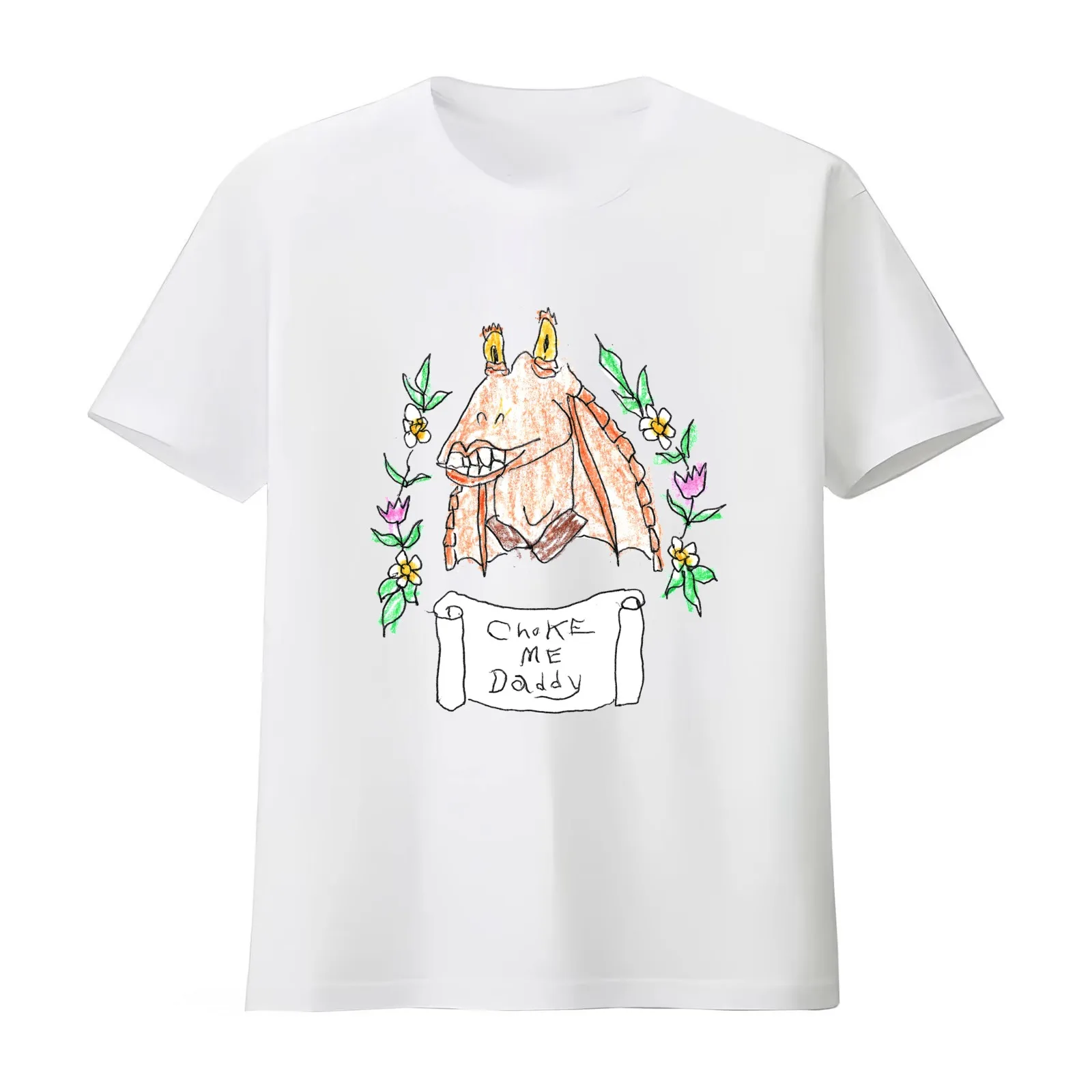 Choke me Jar Jar (Full Size) T-Shirt Summer Casual Cotton Tee Oversized Streetwear Tops Vintage Graphic Print 100% Cotton