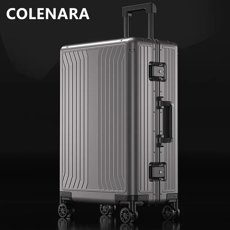 Colenara Cabine Bagage Alle Aluminium Magnesium Legering Instapdoos Grote Capaciteit Trolley Koffer 20 "24" 28 Inch Rollende Koffer