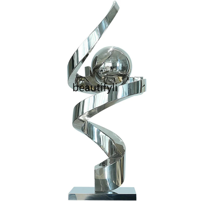 

Stainless steel abstract ornament floor-to-ceiling large sculpture sales office villa partition living room art installation