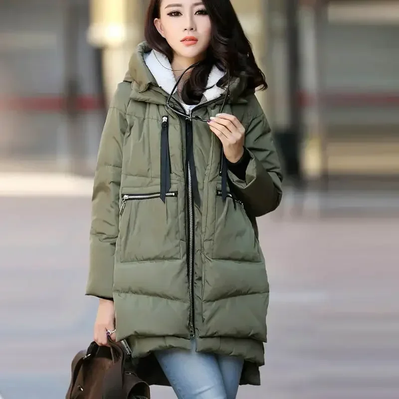 Winter Women Plus Size Maxi Jacket Military Parka Long Zipper Thick Female Hooded Cotton Padded Casual Warm Coat Outerwear F777