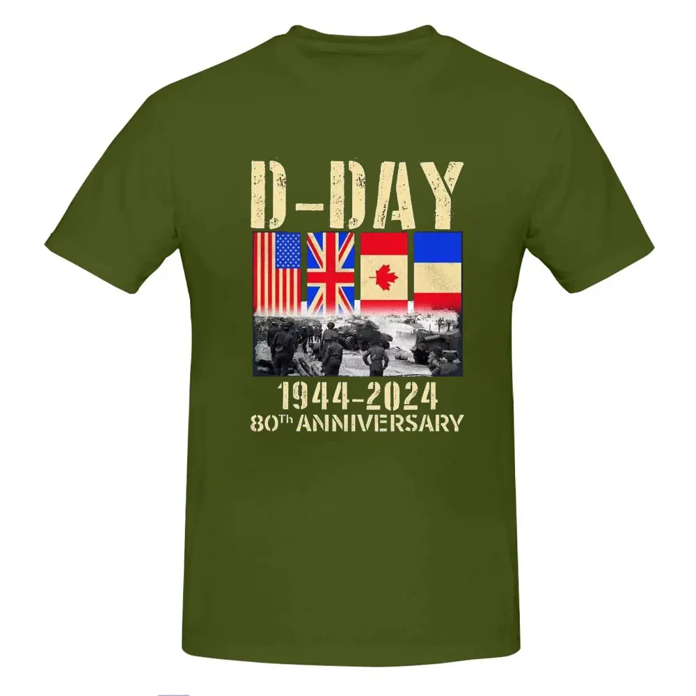 men summer t shirt D Day T Shirt Normandy Landings 80th Anniversary 1944 2024 UK Flag Top long or short sleeves cotton clothing