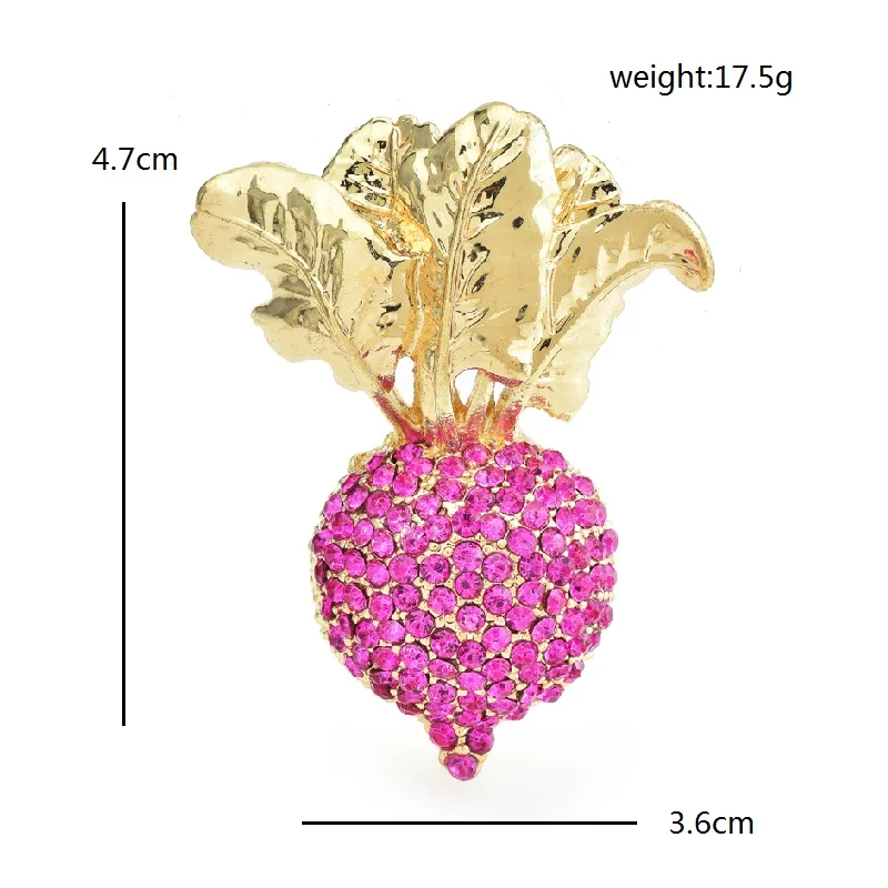 Wuli&baby Shining Radish Brooches For Women Unisex Lovely Beautiful Vegetable Party Casual Brooch Pins Gifts