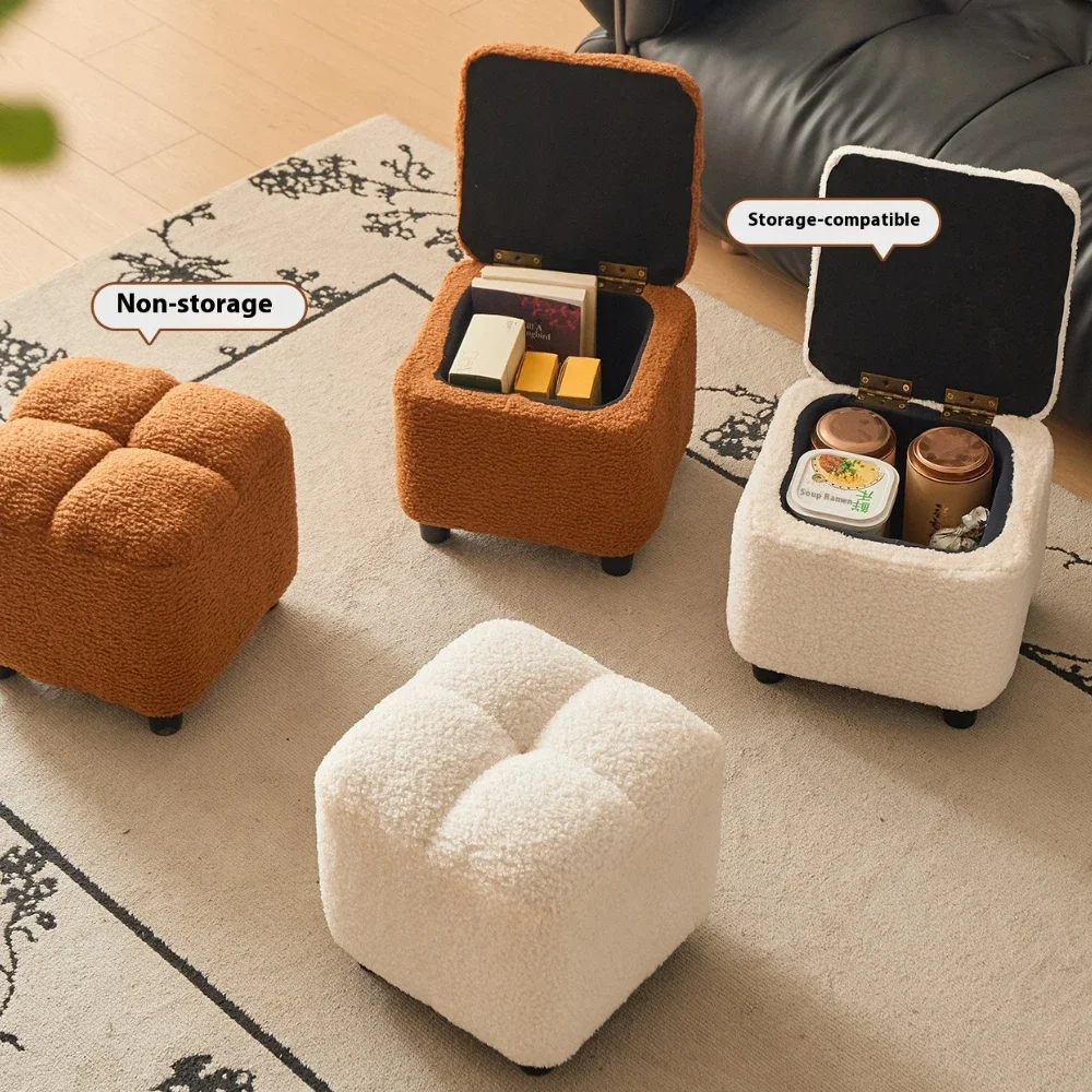 Creative Four Sided Soft Stool Storage Stool with Storage Capacity Bedroom Vanity Chair Super Soft Footstep Stool Home Furniture