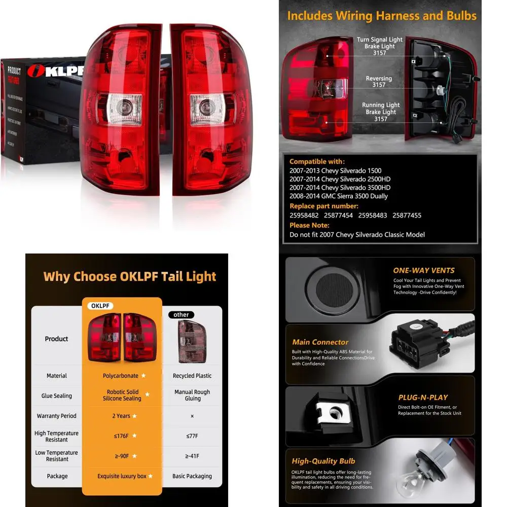 

2007-2014 Chevy Silverado 1500 2500HD 3500HD Красные задние фонари, лампы и жгут проводов в комплекте, пара для стороны водителя и пассажира