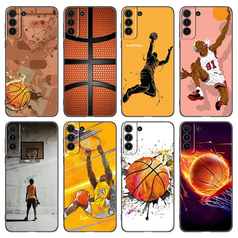 Basketball Basket Number Phone Case For Samsung Galaxy S22 S21 S20 Ultra FE S10E S10 Lite S9 S8 Plus S7 Edge Soft Black Cover