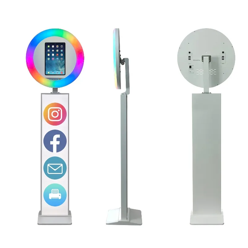 RGB Dimmable LED Ring Light Photo Booth, Portable Wedding Party Handheld Photo Booth