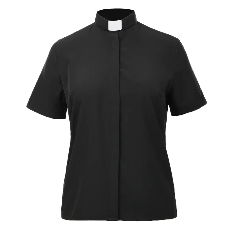 

Priest Shirt Uniform for Women Clergy Tab Collar Catholic Church Pastor Costume