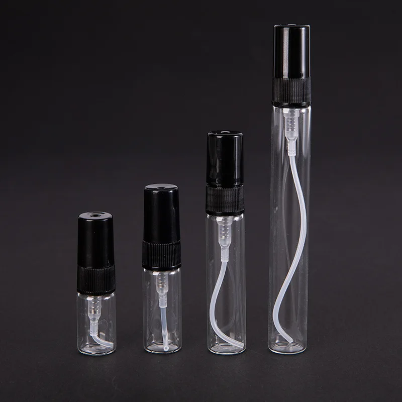 5PCS/pack 2/3/5/10ml Transparent Empty Glass Refillable Bottles Mini Perfume Liquid Sprayer Pump Cosmetic Container