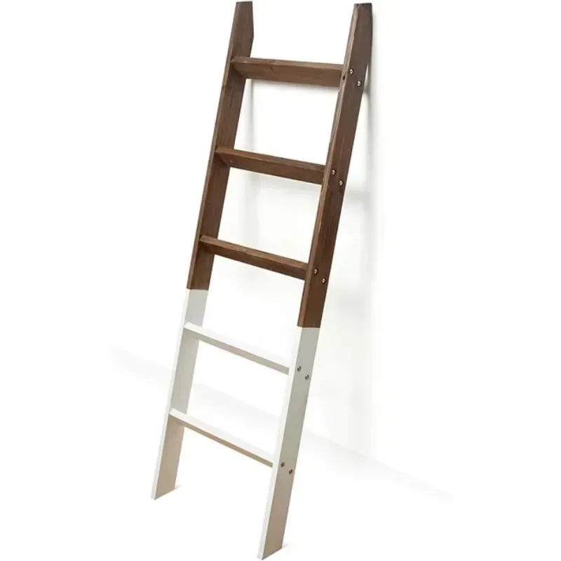 Blanket Ladder Premium Wood Rustic Ladder Shelf for Quilt Farmhouse Decor Vintage Wooden Ladder Shelf