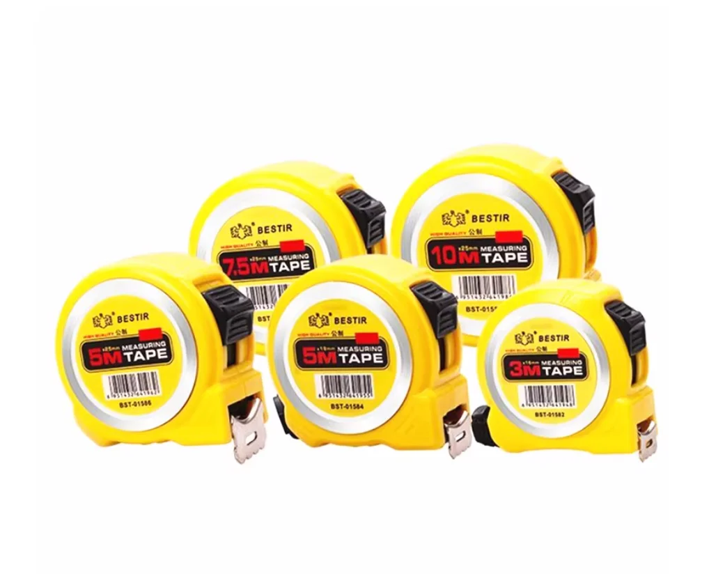 

BESTIR tool metric steel tape measure ABS plastic cover 3Mx16mm 5Mx19mm 5Mx25mm 7.5Mx25mm 10Mx25mm high carbon steel NO.01582