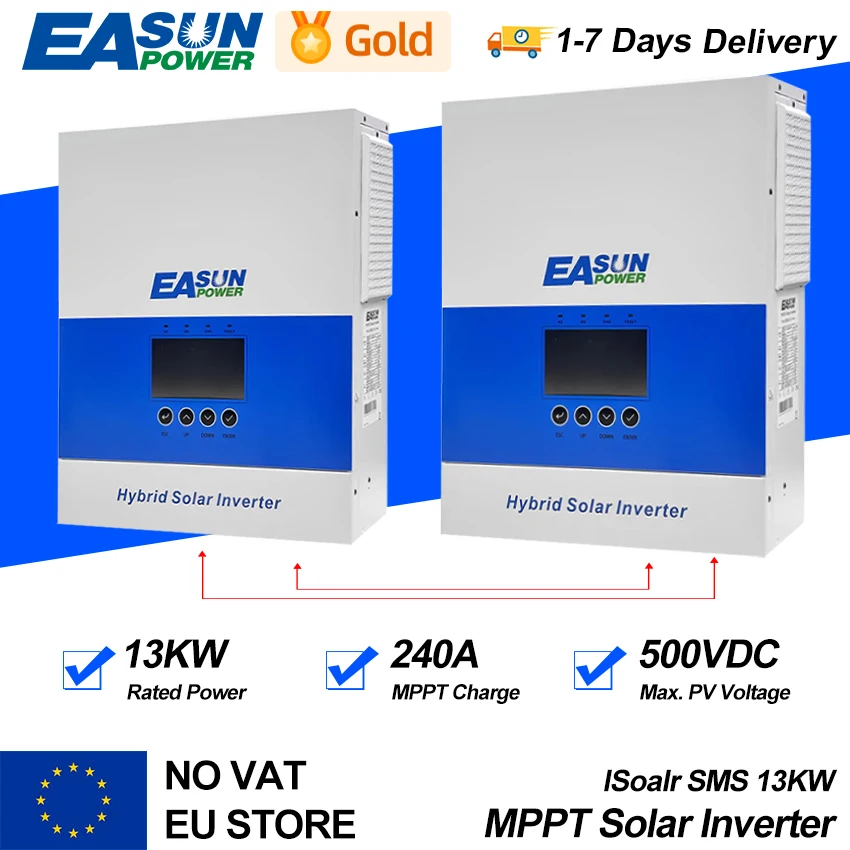 Easun Power Mppt Solar Inverer 12.4kw Off Grid 240a Charge Controller 48V Pv Ingang 500V Met Wifi Monitor Bms Ondersteuning Parallel