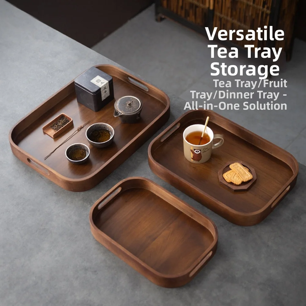 

Wooden Tea Tray With Handles Multi Purpose Serving Platter For Snacks Fruits Teaware Decoration Table Decoration Accessories