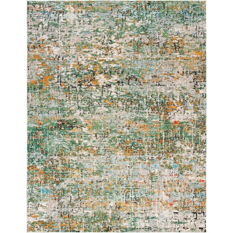 Green & Turquoise, Modern Abstract Design, Non-Shedding & Easy Care, Ideal for High Traffic Areas in Living Room,