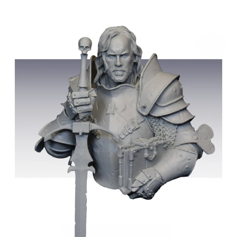 Kit de modelo de busto de resina fundida a presión, escala 1/12, 85mm, estatua de guerrero Knightly Order con 2 cabezales sin montar y sin pintar