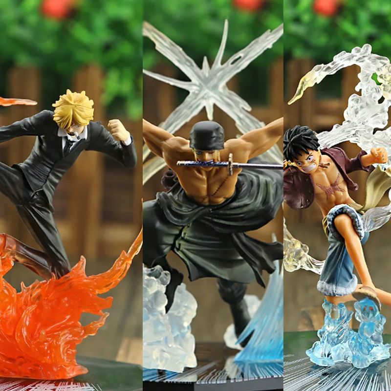 Anime One Piece Luffy Monkey Roronoa Ace Vinsmoke Sanji Action Figures Dolls PVC Model Collectible Stunt Toy Decoration Gift