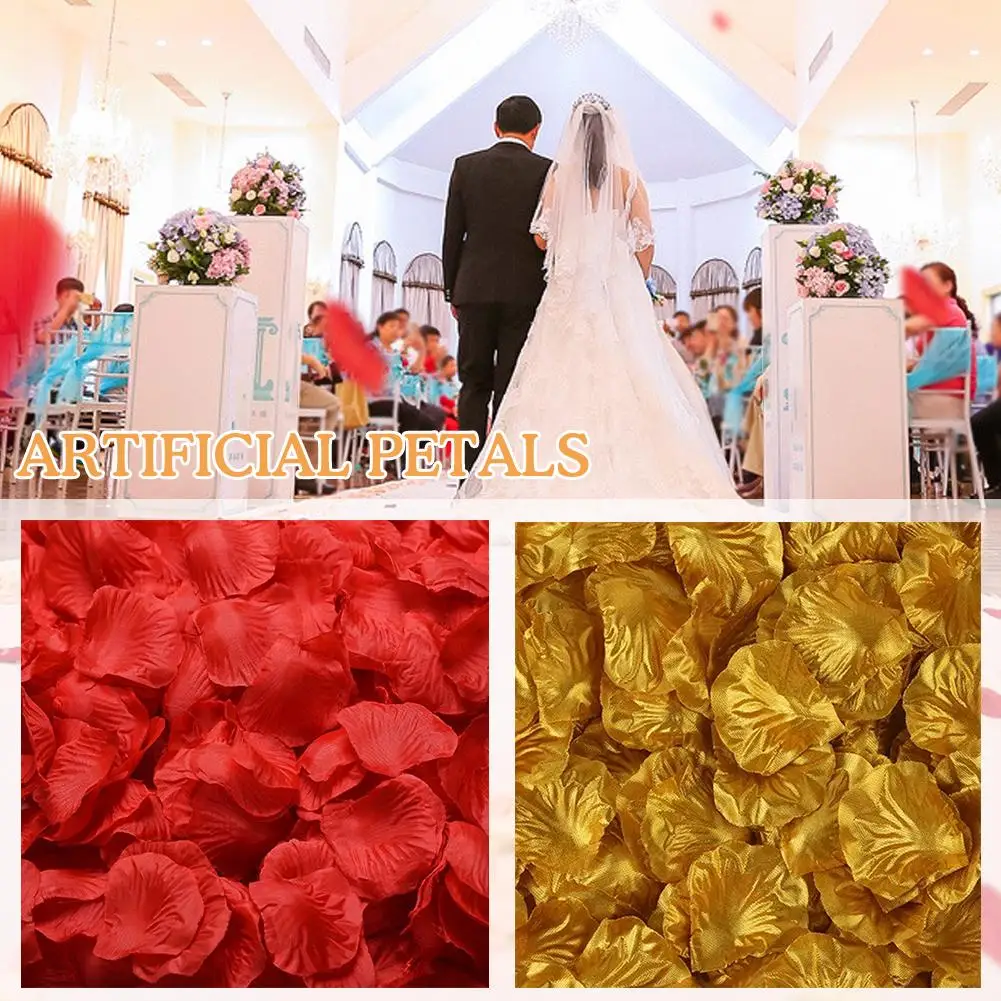 100Pcs/bag Artificial Fake Rose Petals Colorful Red White Gold Roses Petal Flowers For Romantic Wedding Party Favors Decoration