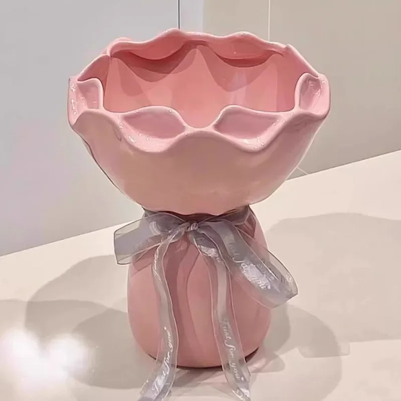 Emotional stability vase ceramic vase living room ornament flower arrangement light luxury high sense new home retro decoration