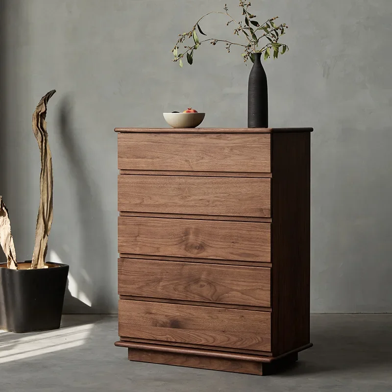 North American black walnut solid wood chest of drawers, bedroom locker, simple and modern